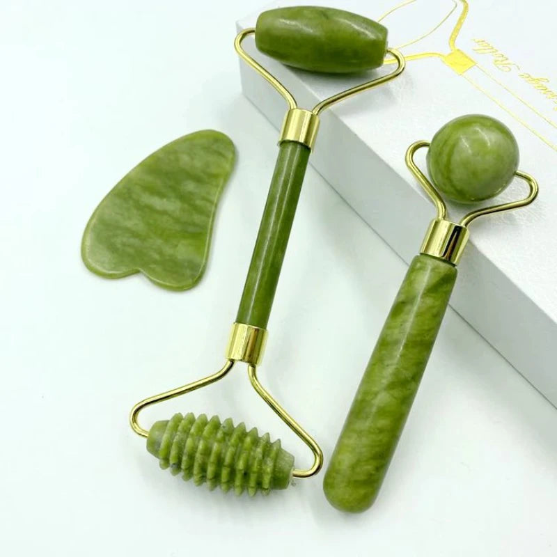 Jade Gua Sha Face Massager Tool Set