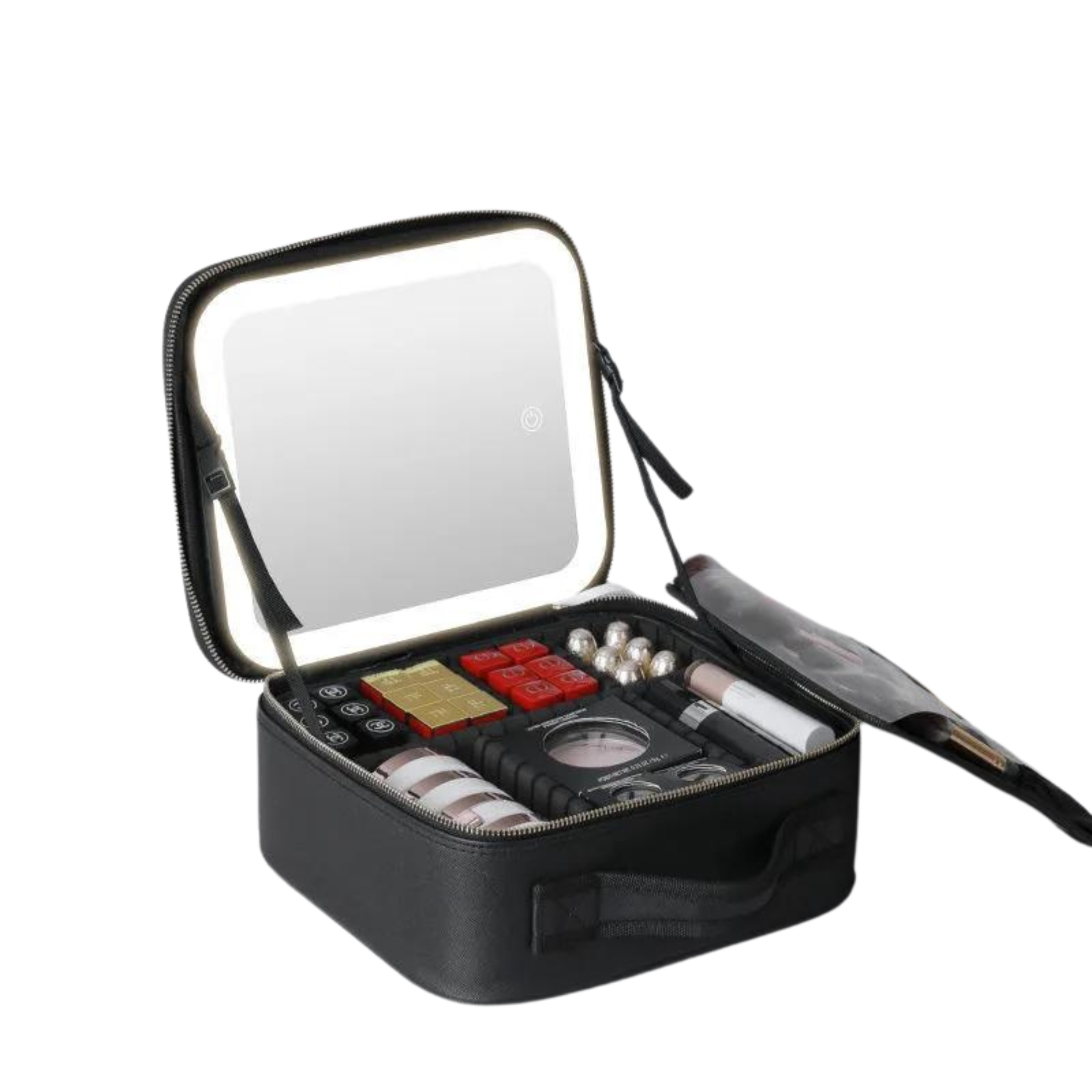 Cosmetic Storage Case with Mirror and LED Lighting